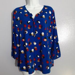 Blue w/Colorful Polka Dots 3/4Sleeve top